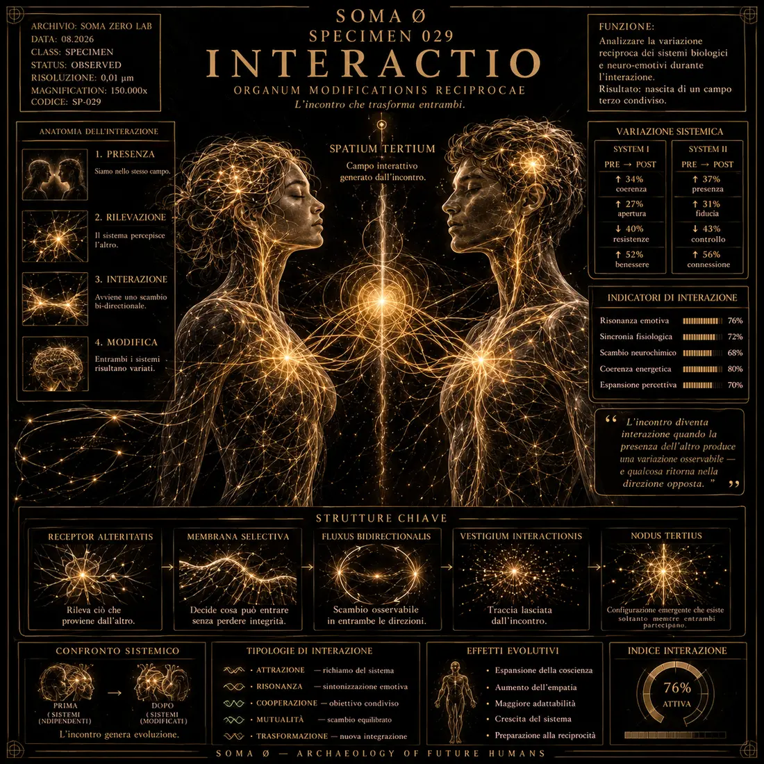 Tavola anatomica di due strutture che si scambiano materia e risultano entrambe modificate, classificata come interazione.